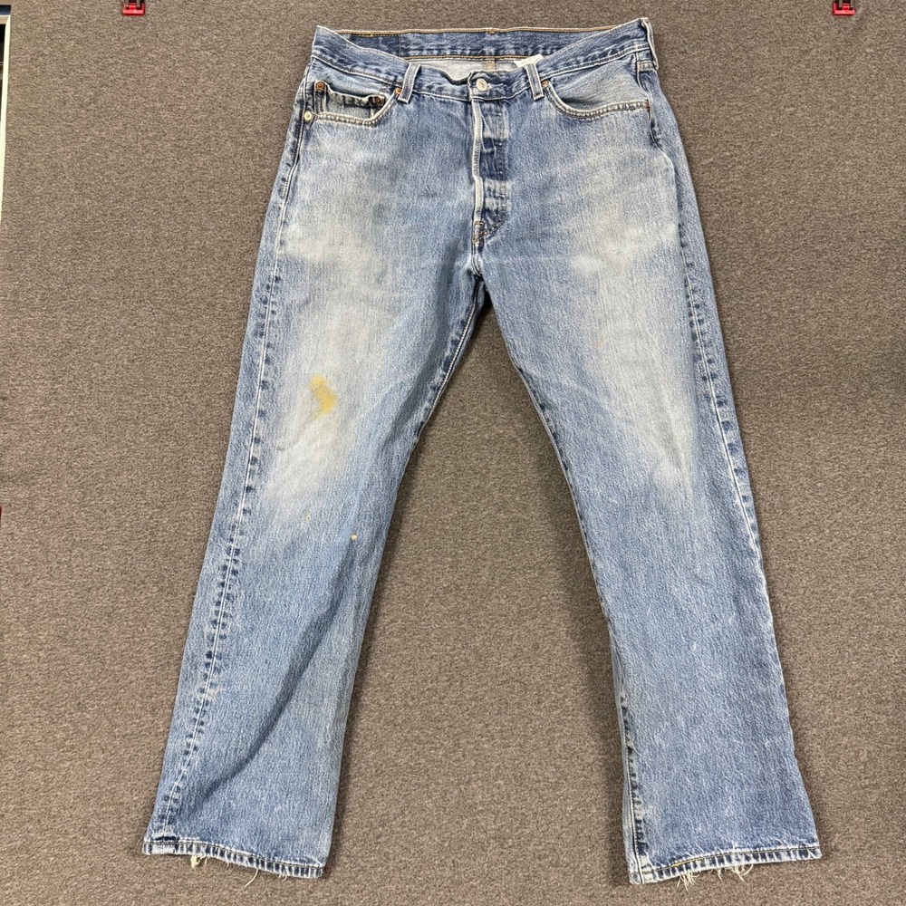 Vintage Levis 501 Original Fit Jeans Mens 36x32 Blue Good Distressed Button Fly